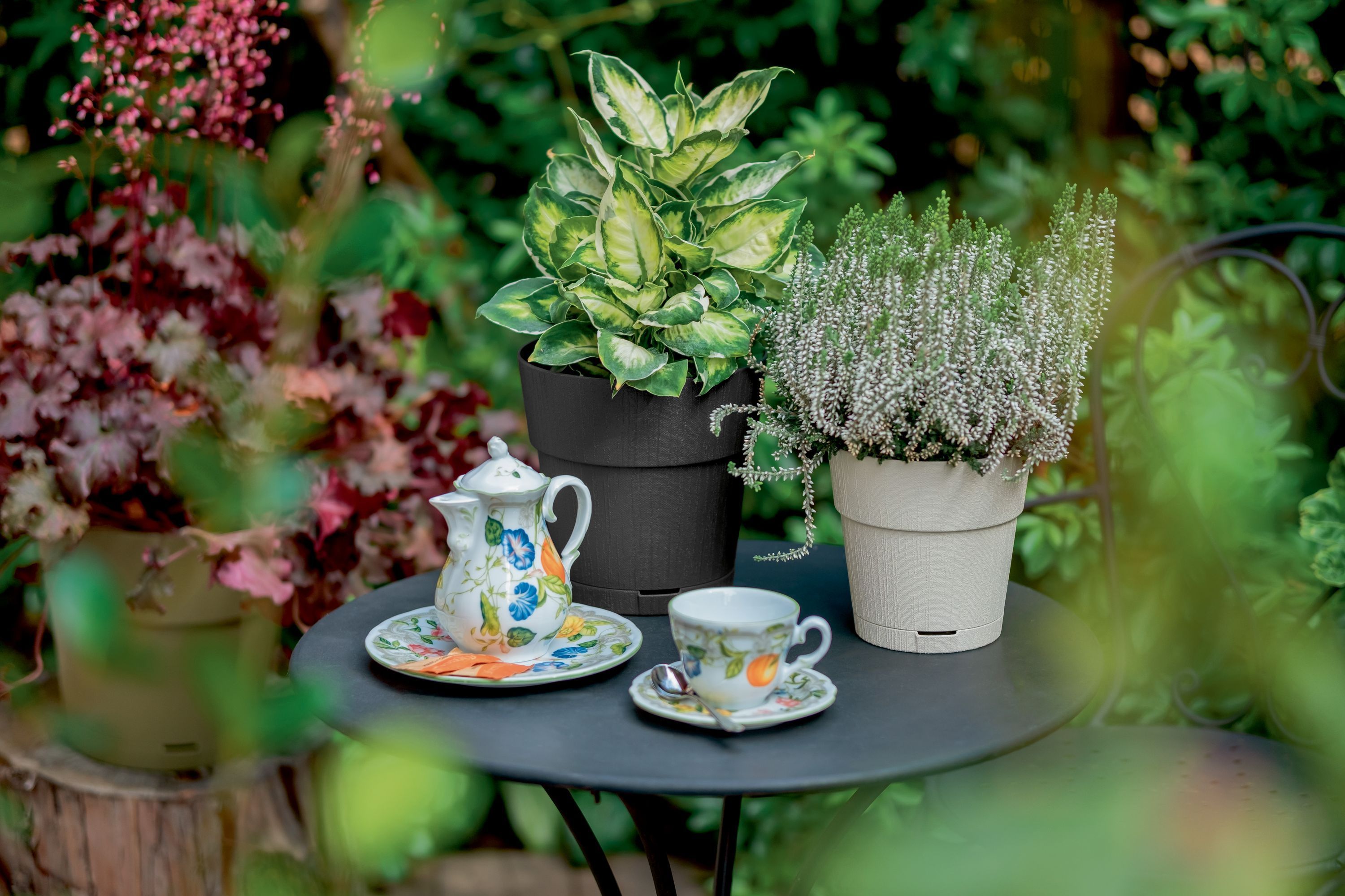 Vaso da fiori STEFANPLAST ETHICA - 2 L - 40 x h39 cm - Con serbatoio d'acqua - Verde oliva