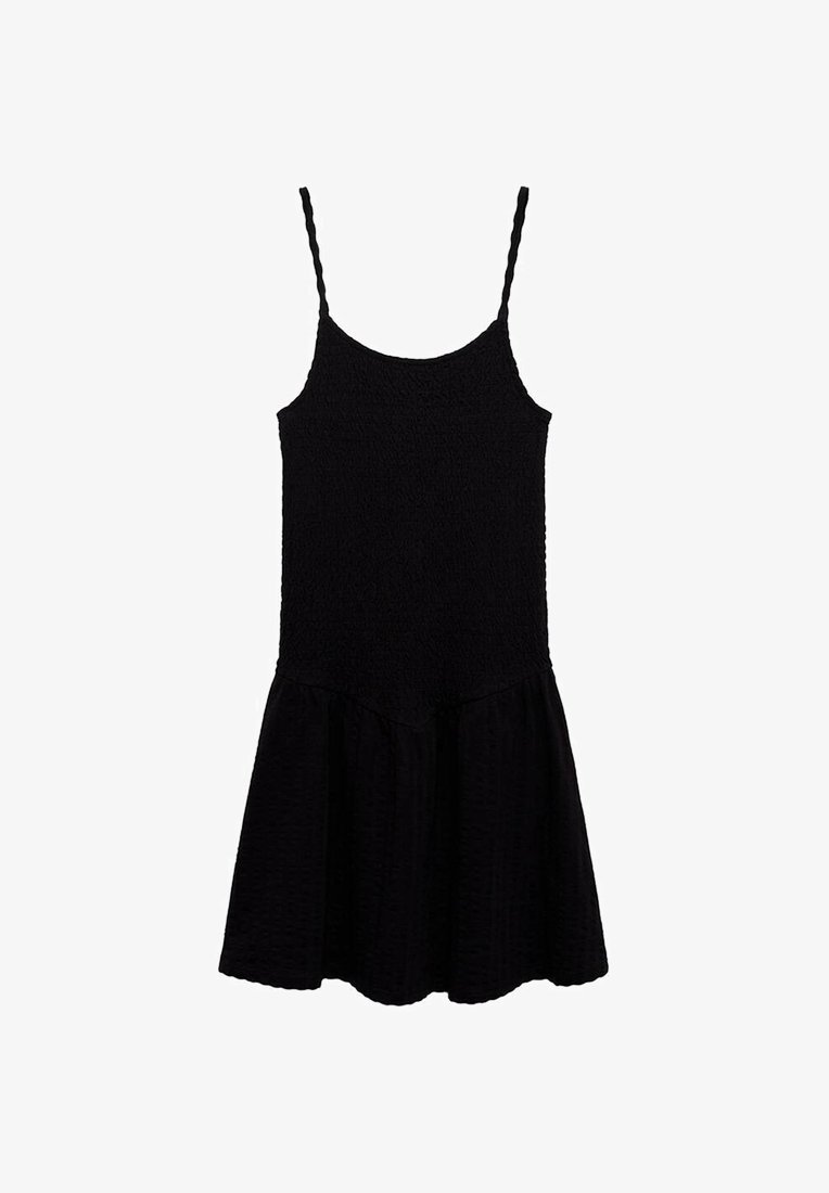 Mango Kids jurk met bandjes en plooien - Dagjurk - Zwart