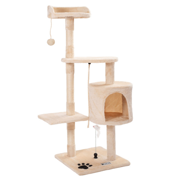 Czteropoziomowy drapak dla kotów Beżowy PJ-042 85 cm
