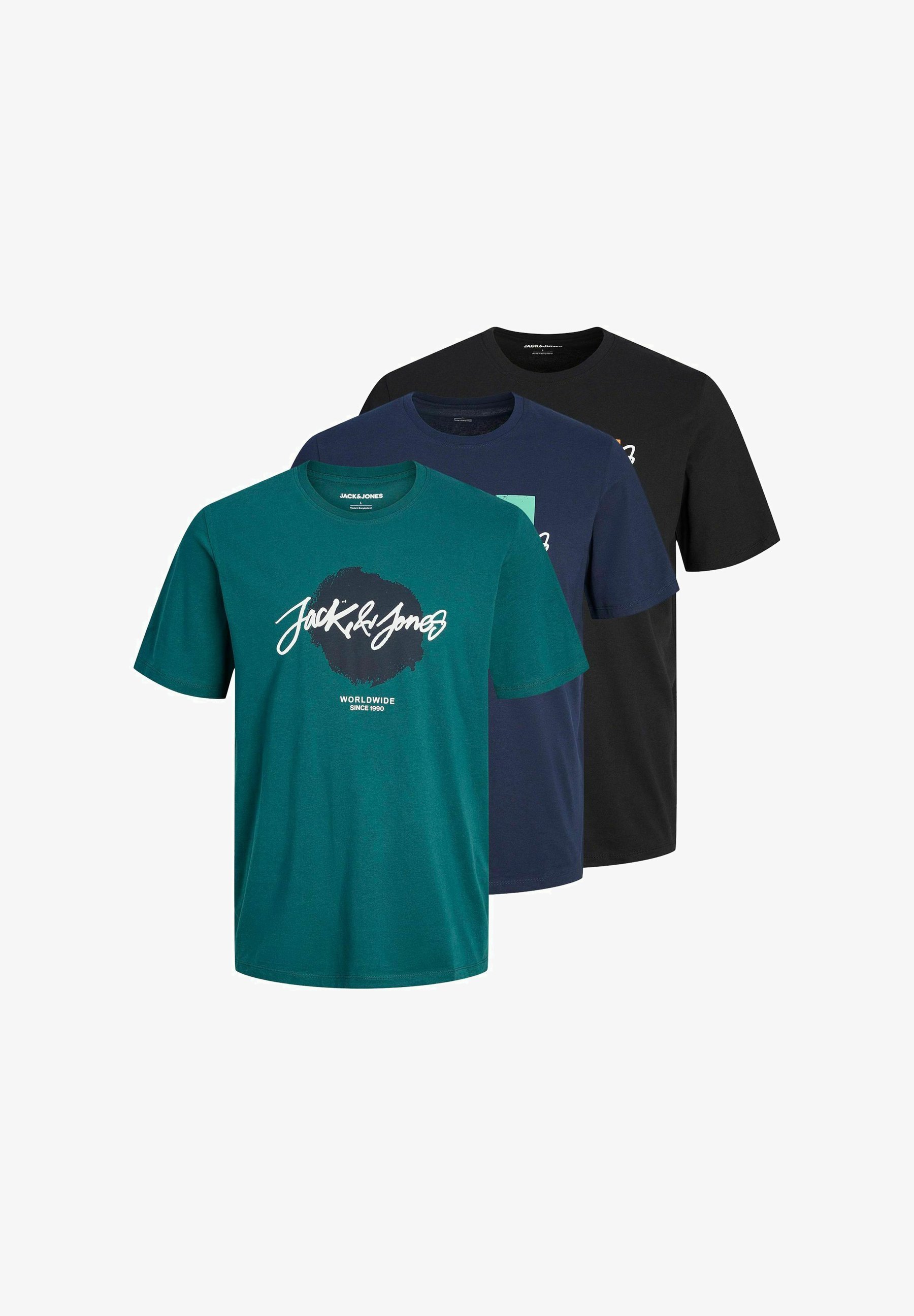 Jack & Jones 3ER-PACK - Koszulka z nadrukiem - granatowa marynarka