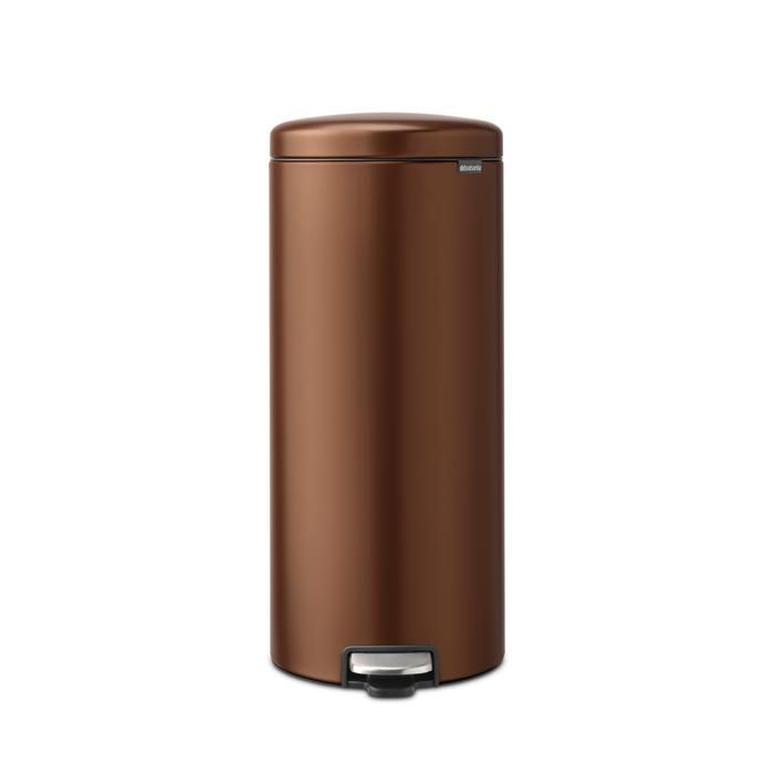 Cubo de basura con pedal Brabantia NewIcon, 30 litros, cierre suave, cubo de plástico - Bronce cálido