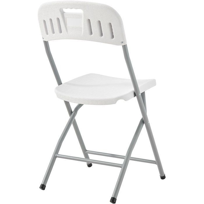 Lot de 2 chaises de réception pliantes - TERRANOVA - 48x44,5xH86 cm - Structure en acier et assise en Polyéthylène PEHD - Blanc