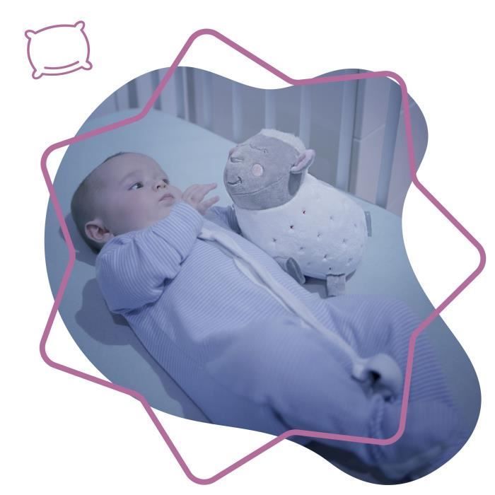 Badabulle Plush Sheep Night Light - Star Projection & Lullabies