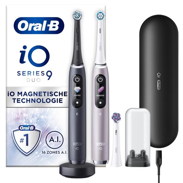 Oral-B iO Series 9 Duo sähköhammasharjat<br>musta, pinkki, 2 kpl