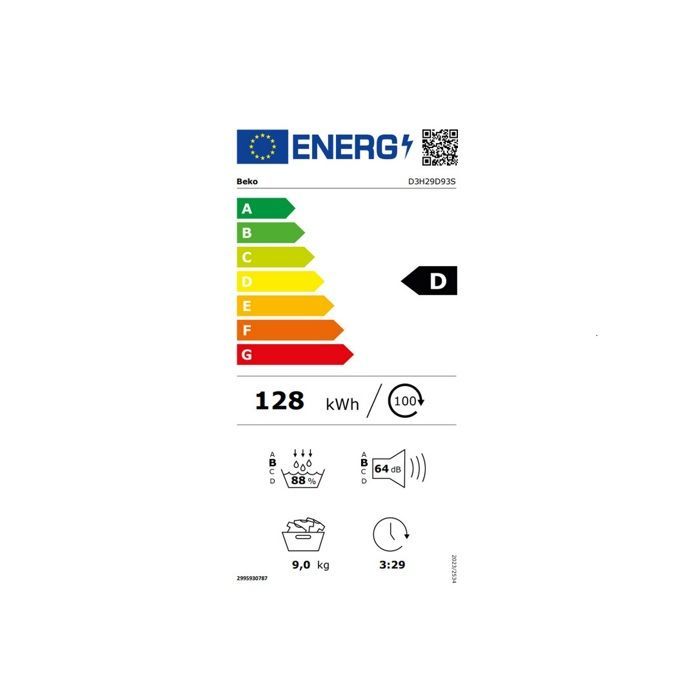 Beko 60cm 9kg warmtepompdroger - D3H29D93S