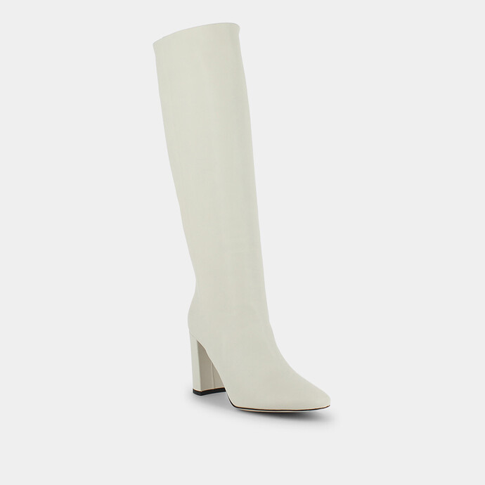 Bottes hautes  en cuir écru