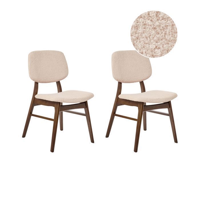 Set van 2 ELAINE eetkamerstoelen, donkerbruin/beige hout