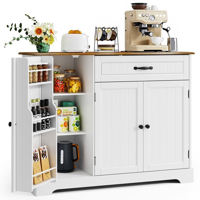 Buffet de Cuisine - Bealife - Meuble Rangement - 1 Tiroir - 3 Portes - 5 Niveaux - Meuble Bas - Salon - Marron - 105x40x84,5cm