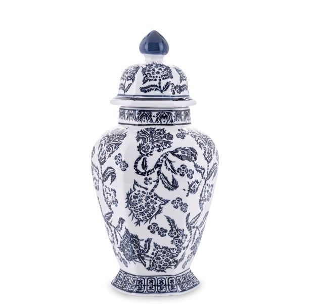 Amfora pojemnik ceramiczny Dark Blue-White 38 cm