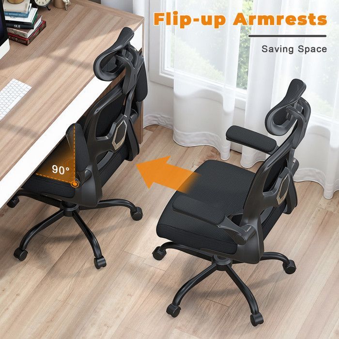 Silla de oficina BIGZZIA con reposabrazos, ruedas, reposacabezas y soporte lumbar. Altura regulable.