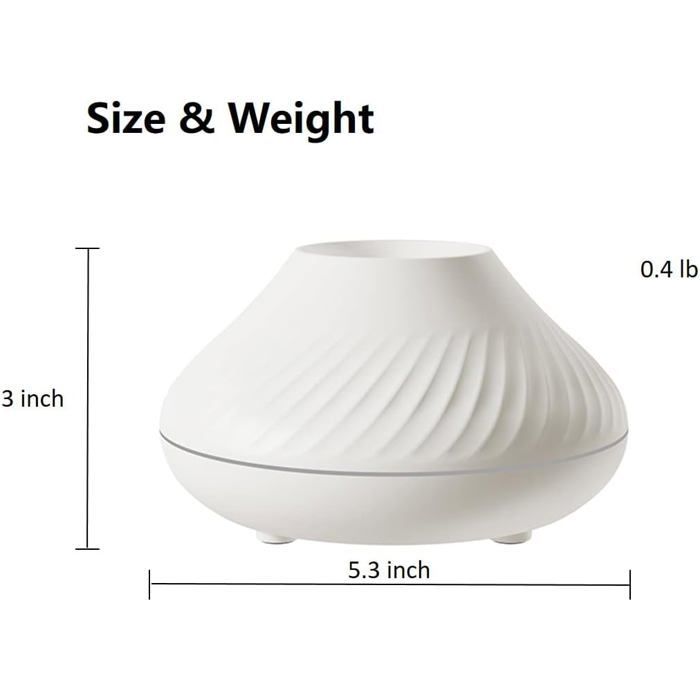 Diffuseur d'huiles essentielles pour aromathérapie, 7 couleurs de flamme, convient pour la maison et la chambre (blanc).