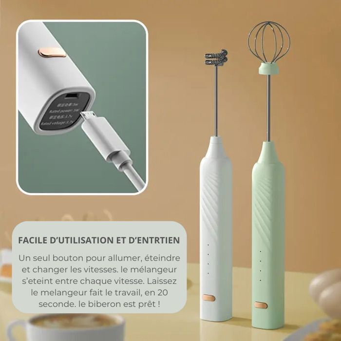USB Rechargeable Anti-Clump Baby Bottle Mixer, Homogeneous Mixing in Seconds, 2-in-1 / Milk Frother