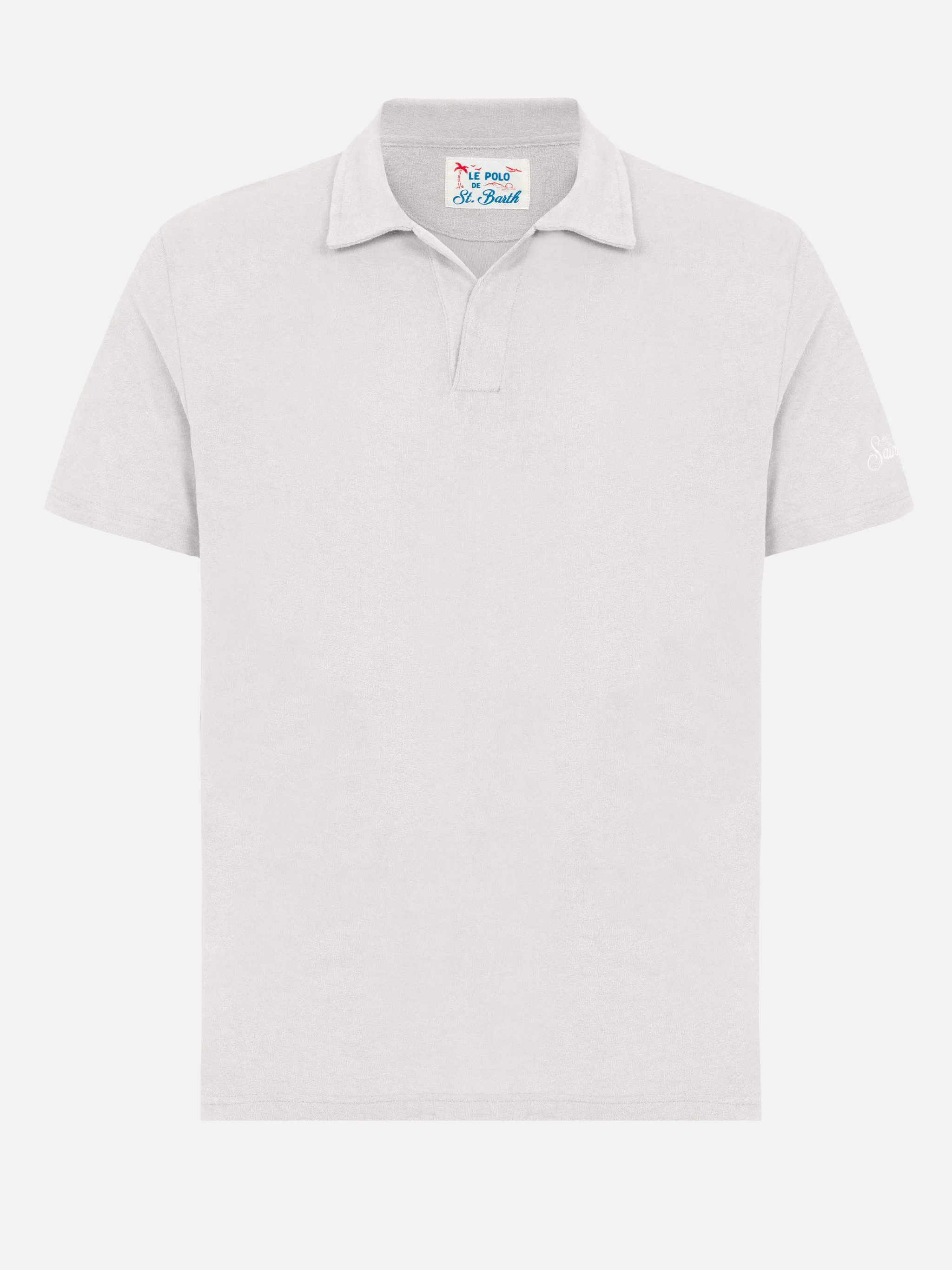 Jeremy Polo in een witte badstof