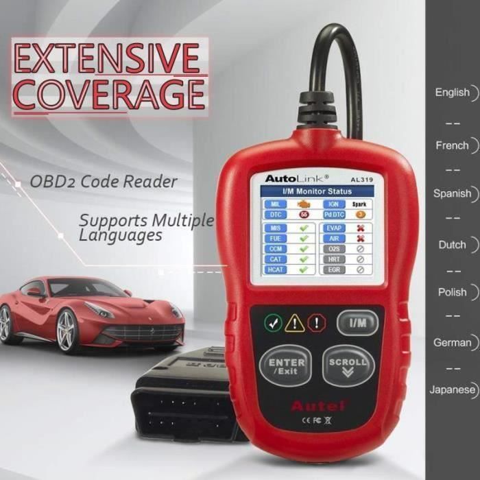 Autel AL319 OBD2 Car Diagnostic Scanner, Multi-Brand, in French