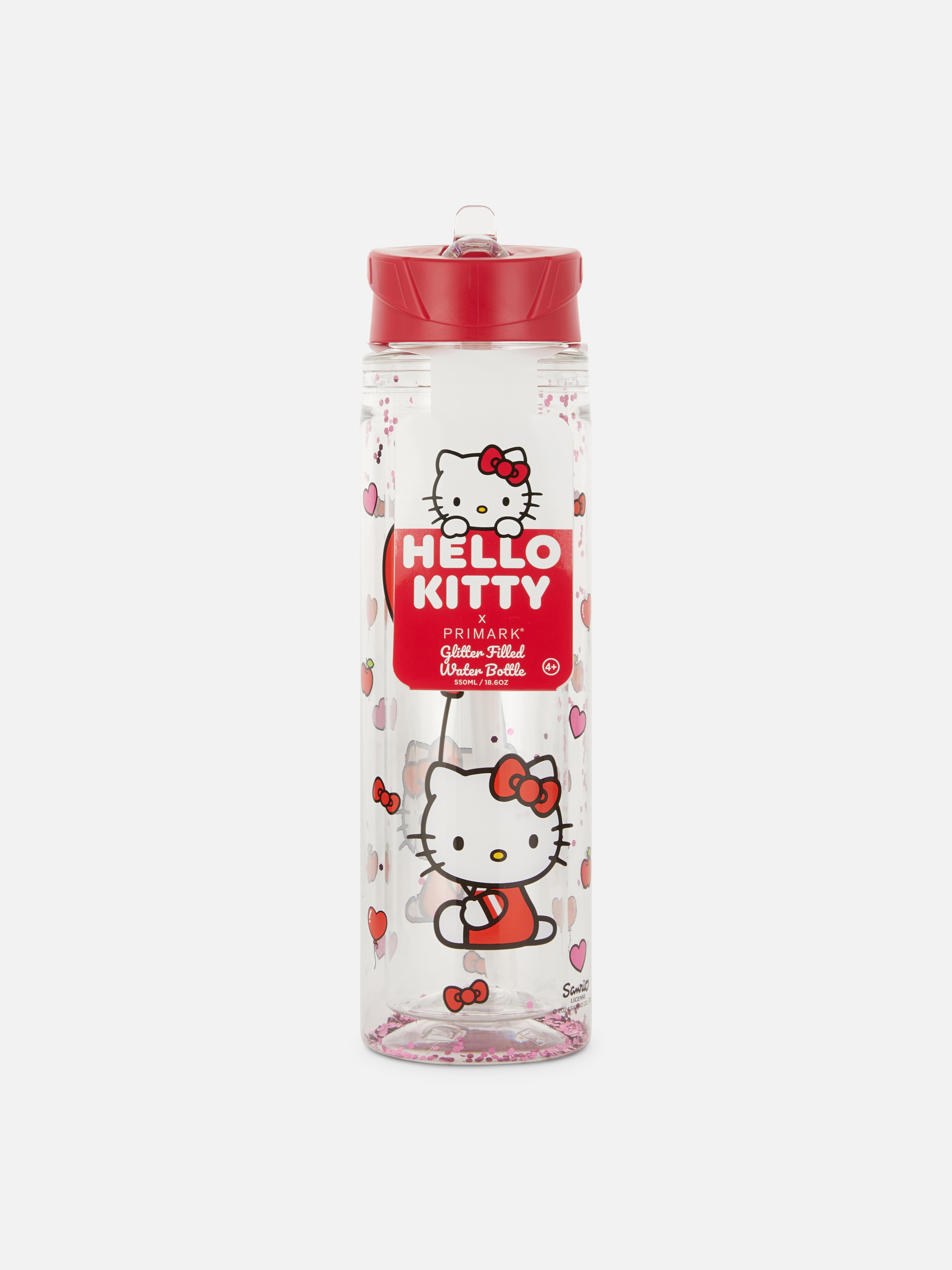 Sticlă de apă cu sclipici Hello Kitty O sticlă de apă Hello Kitty cu un design strălucitor și un pai pop-up