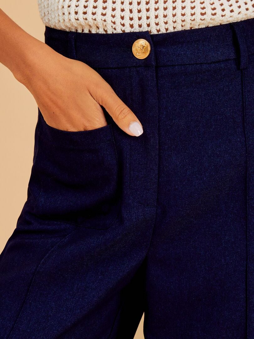 Rechte broek met hoge taille - BLAUW