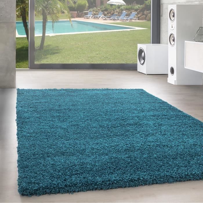Tapis Shaggy Uni turquoise - Marque - 160x230 cm - Synthétique - Salon