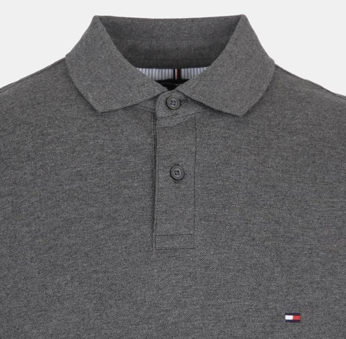 Camisa polo de manga curta Tommy Hilfiger cinza, corte regular, EUA