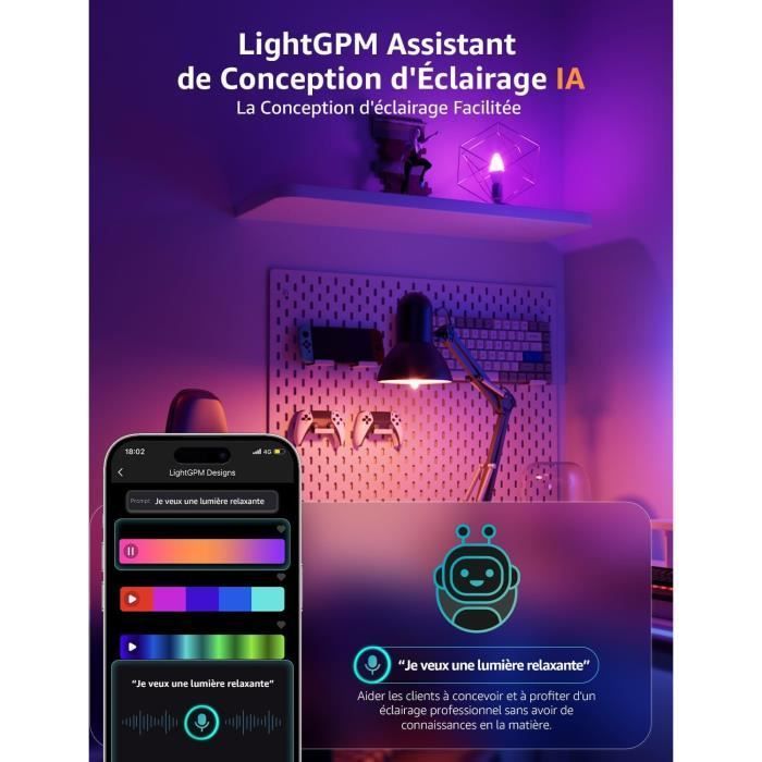Ampoule Connectée - LEPRO - B1 - Wifi E27 - Lot de 4 - Commandes Vocales et IA