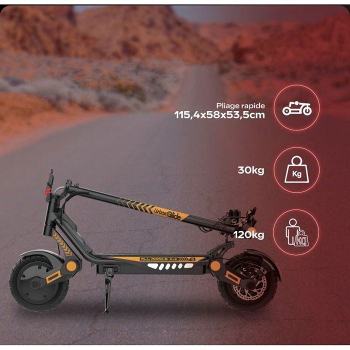 Elektrische scooter 25 km/u, 80 km actieradius – 48V 18,2Ah accu, dubbele motoren 500W-800W x2, URBANGLIDE All Road 6 2x2, remmen
