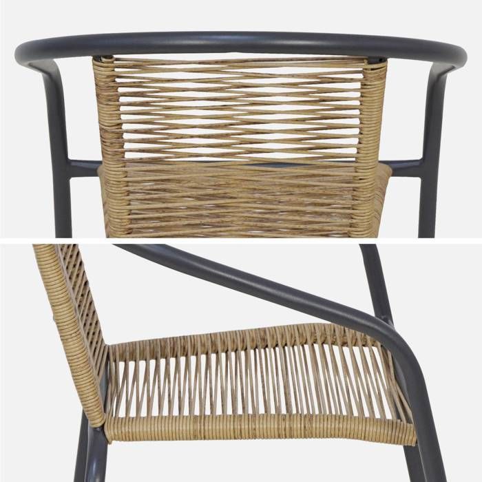 Fauteuils de jardin structure métallique anthracite et résine couleur naturelle. traitement antirouille. lot de 4 TONALA