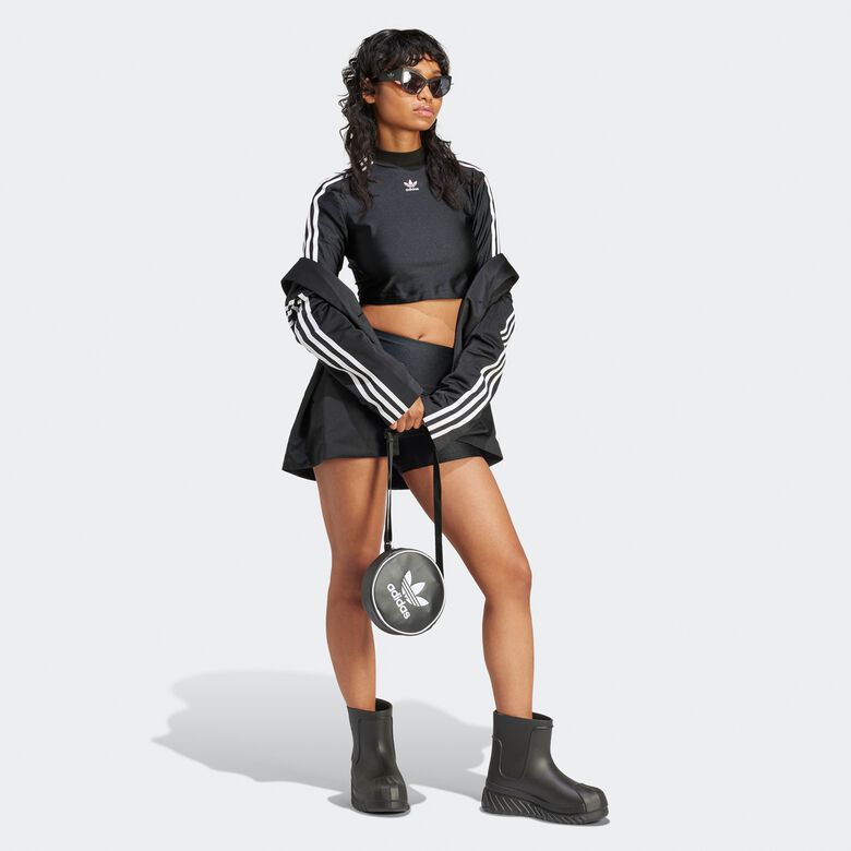 Camiseta cropped de manga comprida adicolor com 3 listras
