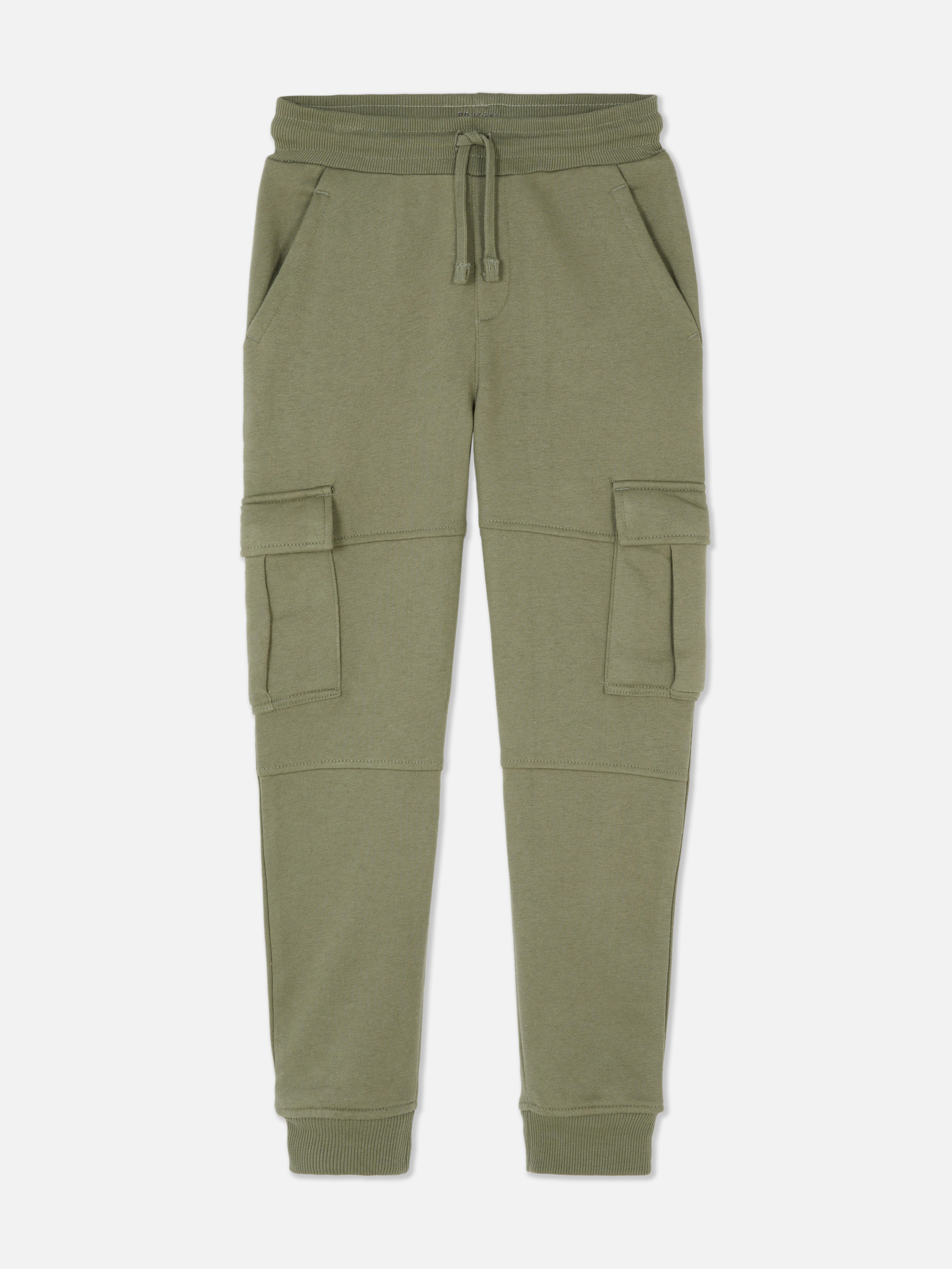 Pantaloni de trening cargo cu șnur de strângere Pantaloni de trening cu manșete cu nervuri, talie cu șnur de strângere, buzunare și clinuri