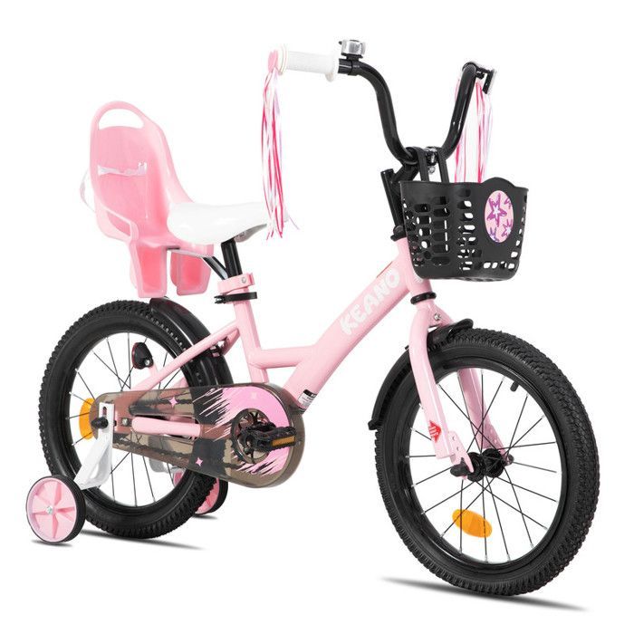 Vélo pour enfants - JOYSTAR - 16 pouces - Avec panier noir et roues d'entraînement - Convient aux enfants âgés de 4 à 7 ans - Rose