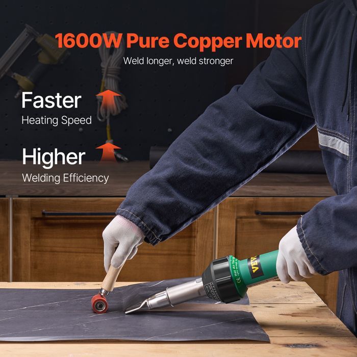 Saldatrice ad aria calda per plastica VEVOR 1600W - Pistola termica per PVC 50°C - 600°C - con ugelli da 20 mm e 40 mm, nucleo riscaldante