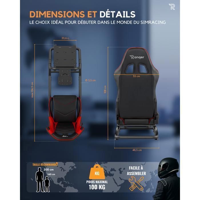 RANQER SimRacing Cockpit – Driving Simulator / Racing Simulator with Gaming Bucket Seat, Compatible with PC, PS5 and Xbox