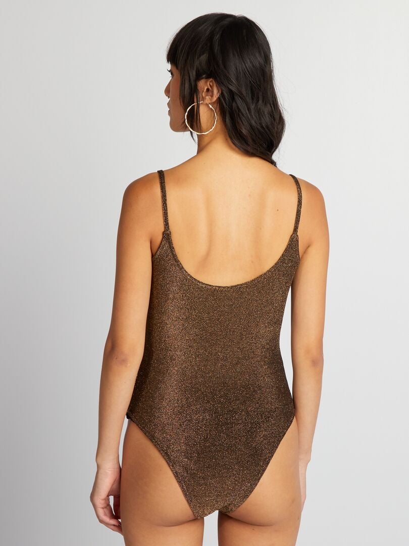 Body de lentejuelas con tirantes finos - AMARILLO