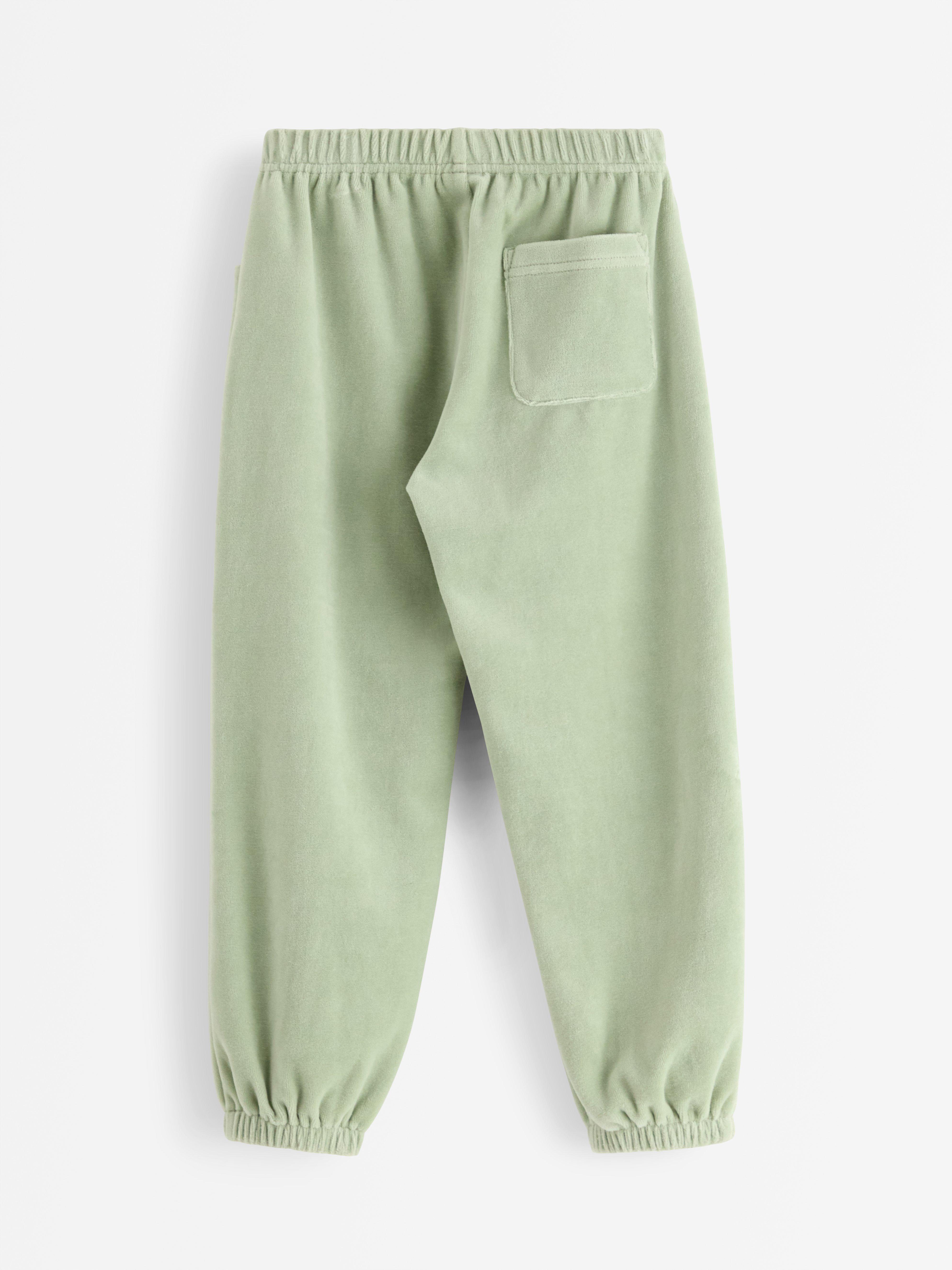 Sametové tepláky Dusty Green