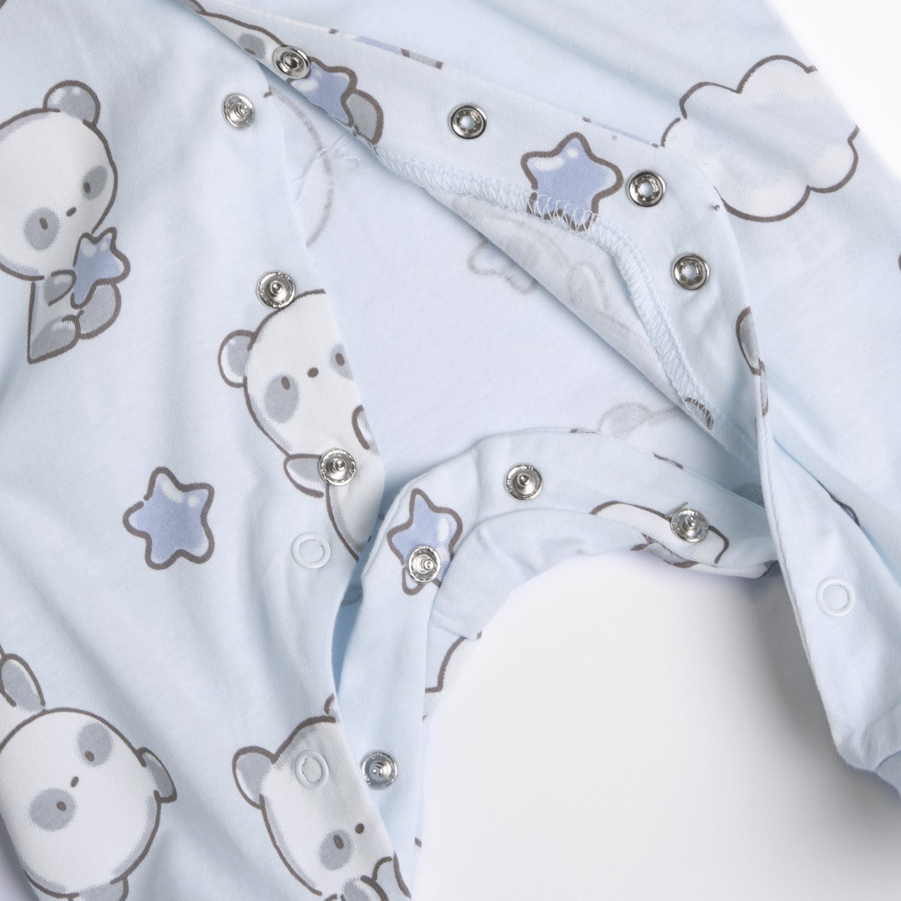 Pyjama ours en peluche bleu avec ouverture sur le devant