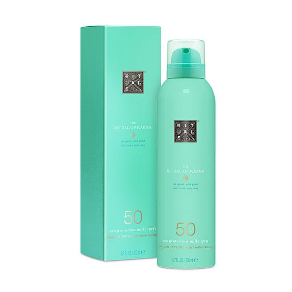 „The Ritual Of Karma“ apsauginis pieninis purškiklis nuo saulės su SPF 50 | 200 ml