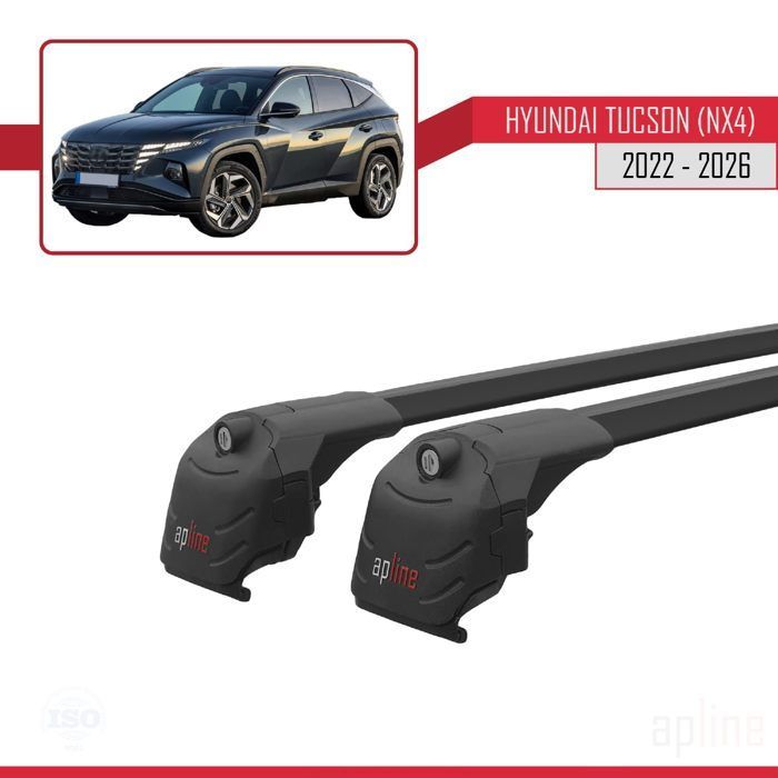 Kompatibel mit Hyundai Tucson 4 (NX4) 2022-2026 ACE-2 Dachgepäckträger, Reling, Gepäckträger, schwarzes Aluminium, 2 Stangen