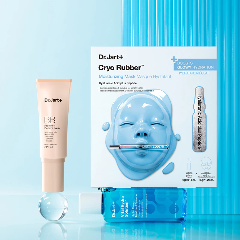 máscara hidratante Dr. Jart+ Cryo Rubber™ é uma máscara de hidrogel intensamente hidratante.