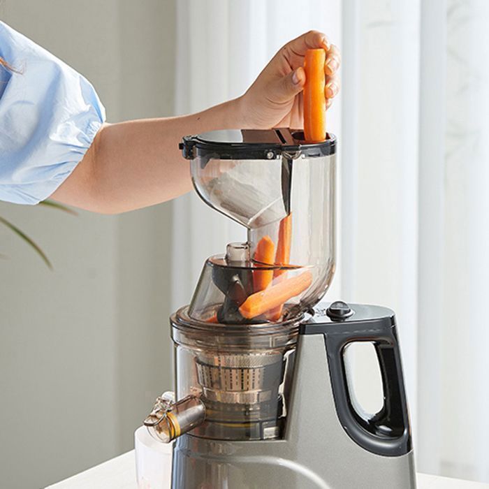 Extrator de suco de frutas e vegetais - Boca larga de 80 mm, livre de BPA - Rendimento de suco de 96,5% - Cinza