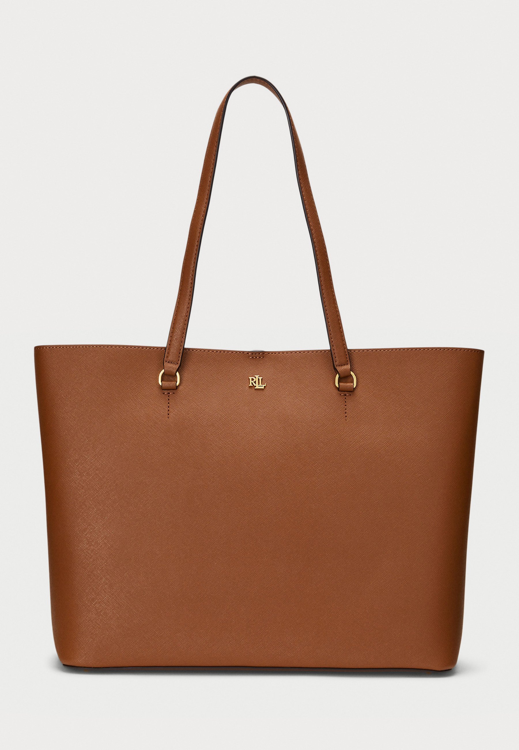 Lauren Ralph Lauren CROSSHATCH LEATHER LARGE KARLY TOTE - Tote bag - bruin