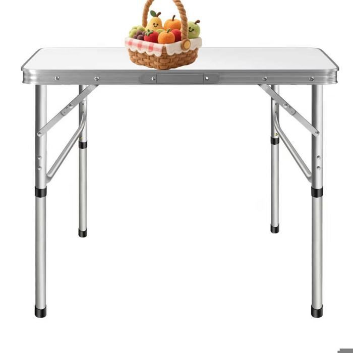 Opklapbare eettafel voor buiten, geschikt voor barbecue, met verstelbare hoogte, opklapbare campingtafel