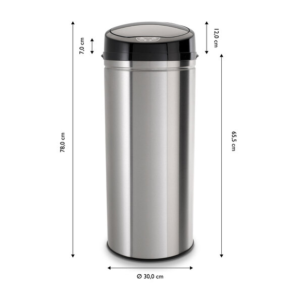 Sensor-operated waste bin, 42 l, brushed stainless steel