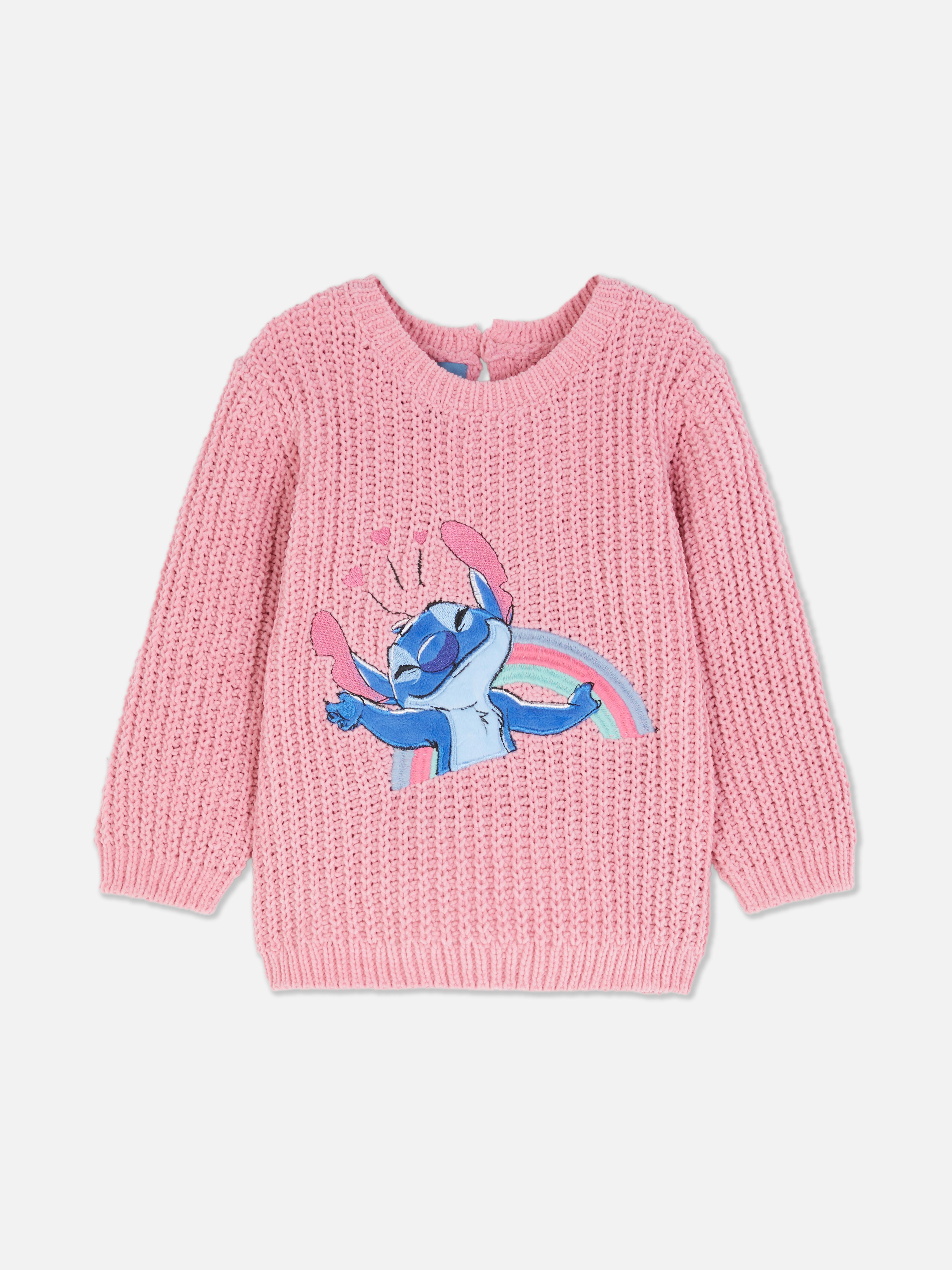 Pulover tricotat Disney Stitch Un pulover tricotat Disney cu aplicații, margini cu nervuri și o deschizătură în formă de lacrimă