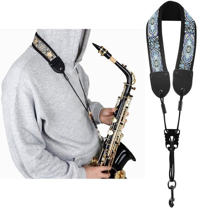 Saxophone suspension strap, lightweight musical supplies, cotton neck protector, blue