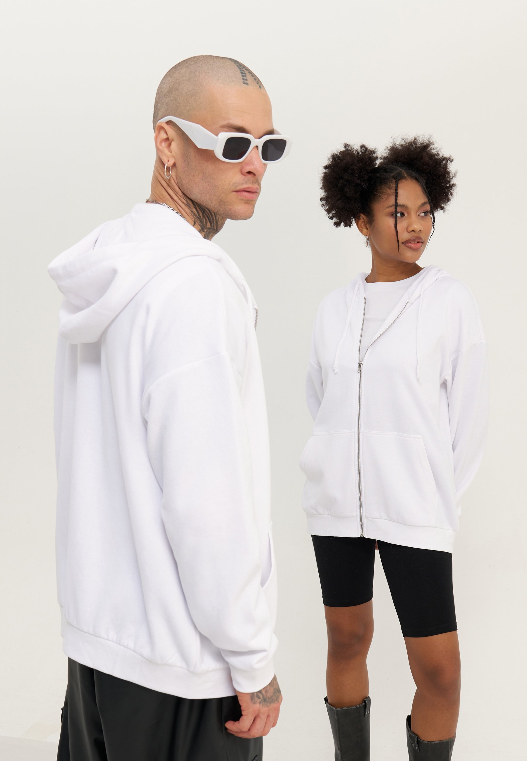 YOURTURN UNISEX 2 PACK - Užtraukiamas džemperis - baltas/juodas