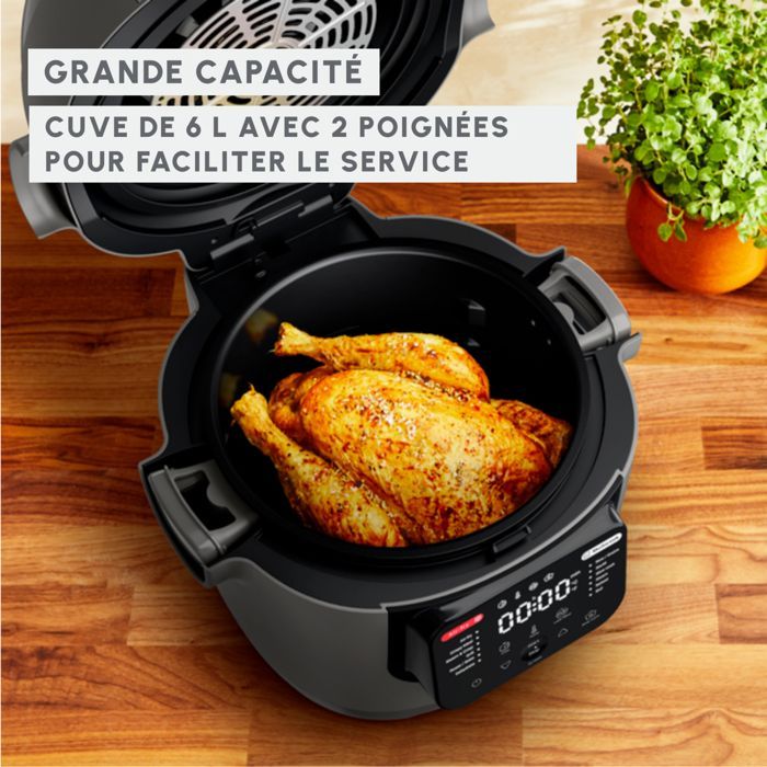 Moulinex Multicook & Fry, multicooker con friggitrice ad aria integrata, 12 programmi, cottura a 2 livelli, capacità 6 litri, MZ730BF0