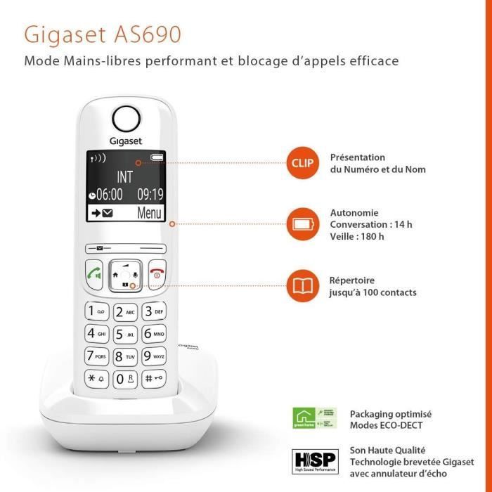 Teléfono inalámbrico GIGASET AS690 Trio blanco