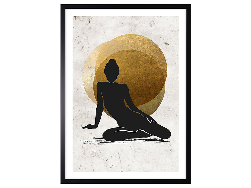 Obraz w ramie Woman In Golden Circles 53x73 cm