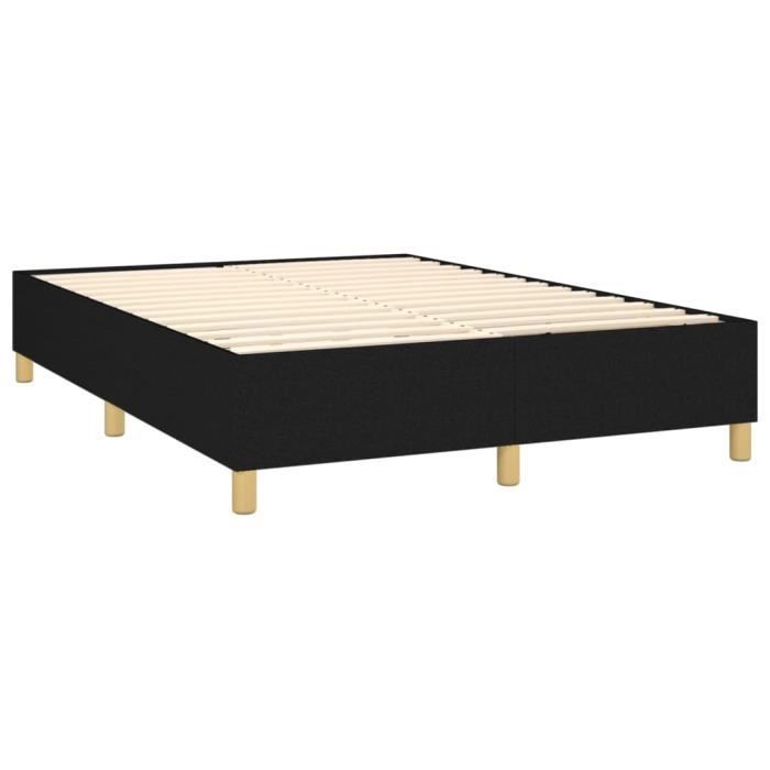 Base de cama tapizada - AKOZON - 140x190 cm - Negra - Somier de láminas de madera contrachapada - 2 plazas
