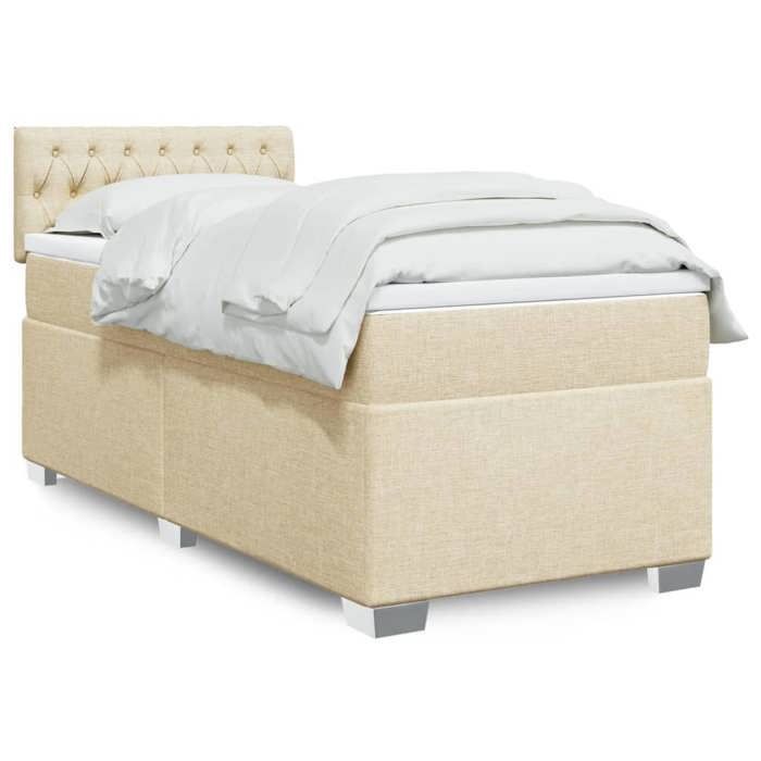 Struttura letto con materasso - Maison Exclusive - 80x200 cm - Tessuto color crema - Massimo relax