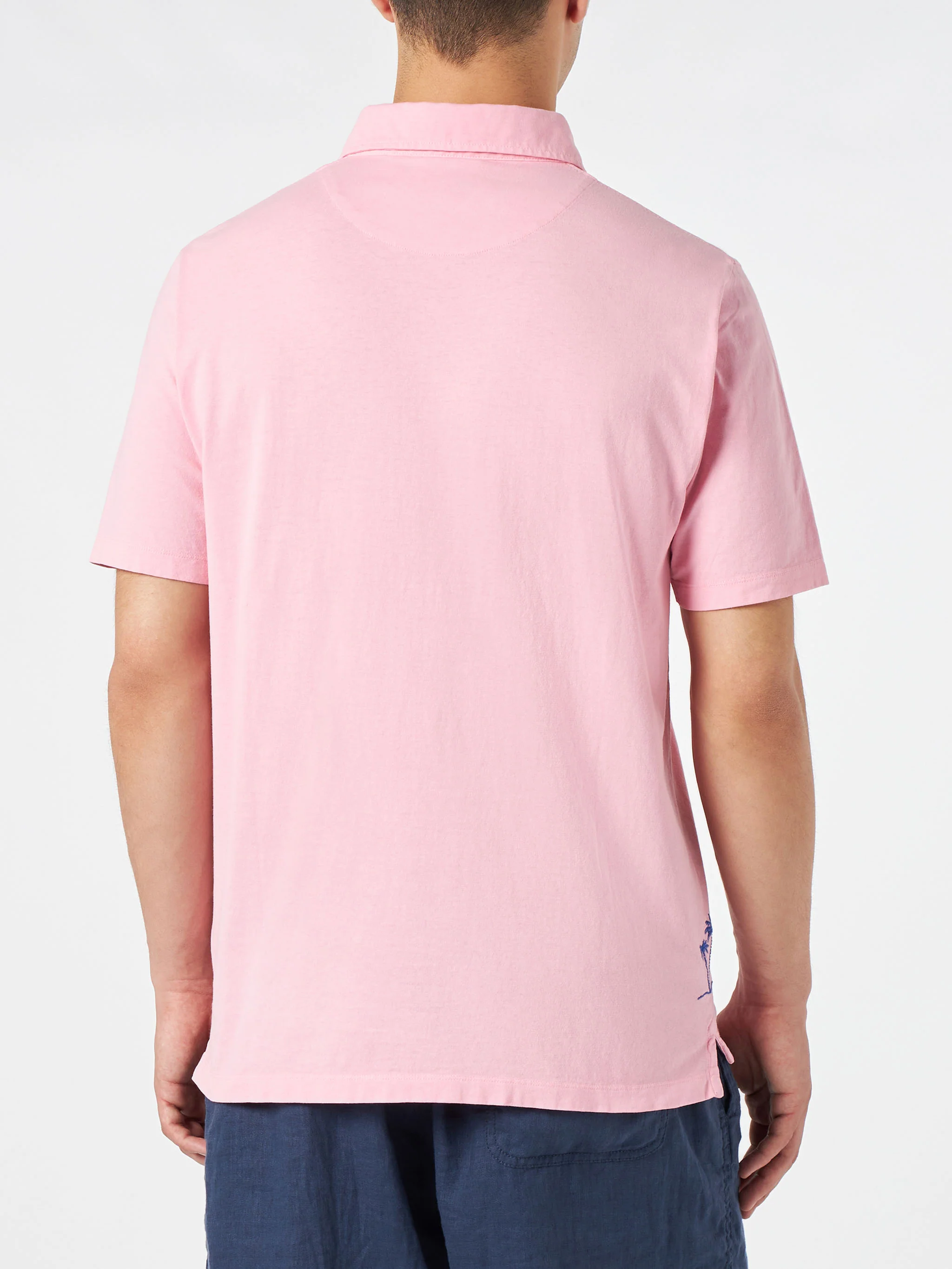 Roze poloshirt van jersey met een kleurschakering.