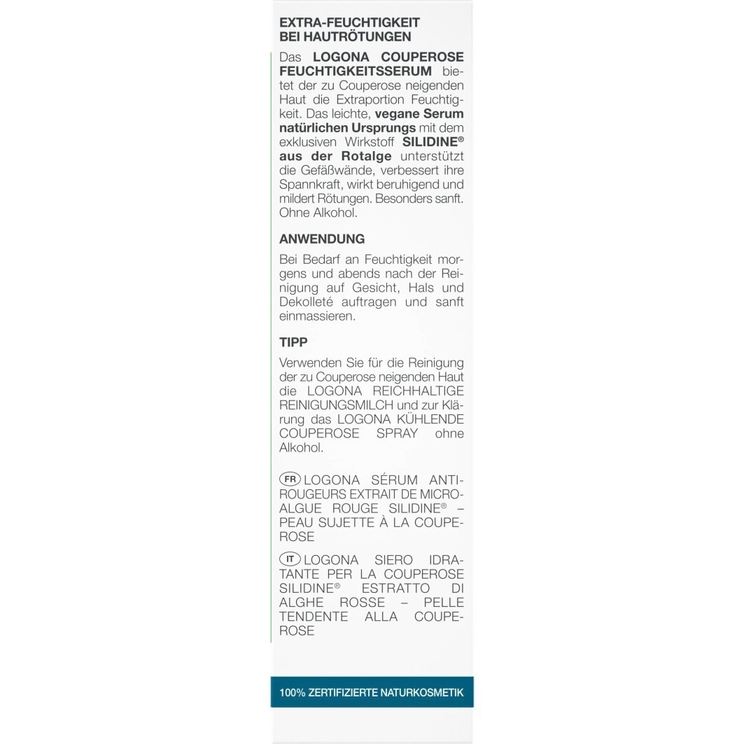 Logona drėkinamasis serumas su raudonųjų dumblių ekstraktu iš kuperozės SILIDINE® - 30 ml